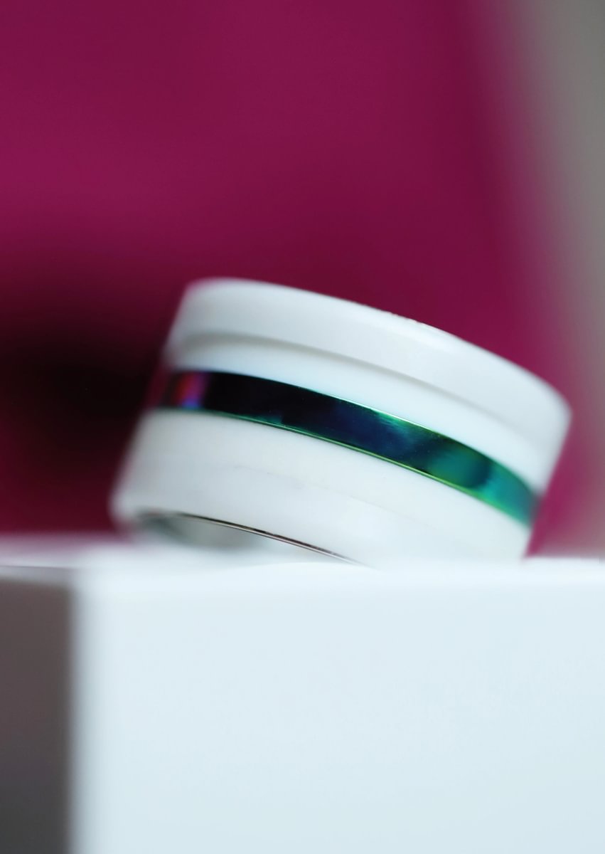 🌈 Innenring (medium) aus 925 Silber „Himmel Glanz“ mit einer leuchtenden Regenbogen Beschichtung für deinen mood Ring