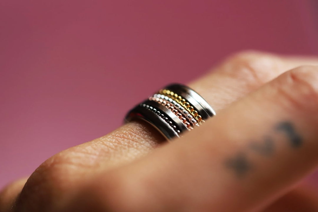 Set von 2 Mini Addons aus 925er Silber "Oasis" Farbe nach Wahl für den auswechselbaren mood Ring