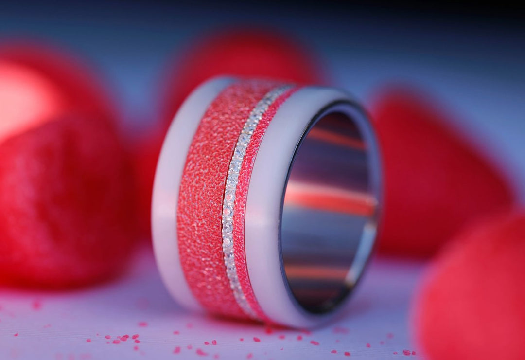 🍓 Pack de 2 anneaux(Addon Mini) en argent 925 "Tagada" finition rose intense pour bague mood interchangeable