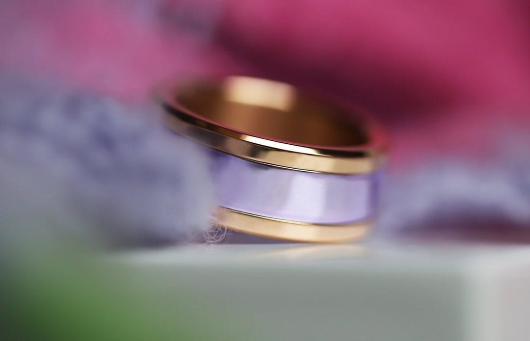 💜 Anneau (deux tiers) en argent 925 "Lila" finition violet  pour bague mood interchangeable