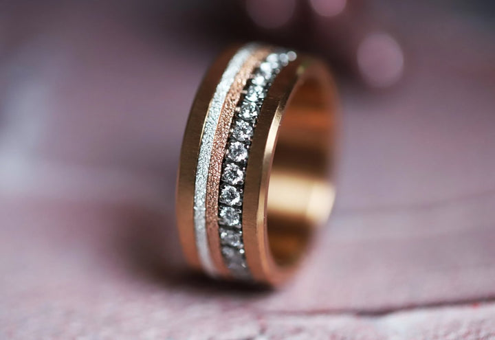 Set von 2 Innenringe (Mini Addons) aus 925er Silber "Ewiger Schnee" Glitter Ausführung  für auswechselbaren mood Ring