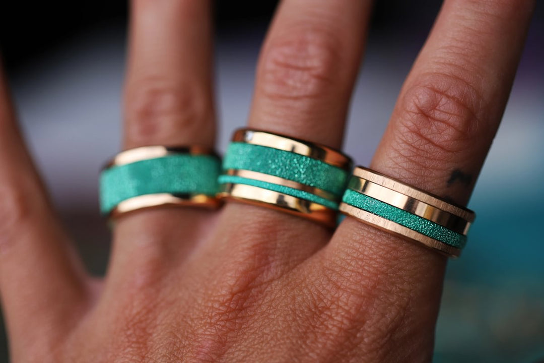 🏝️ Innenring (2/3 Addon) aus 925er Silber "Siwa" glitter green Ausführung für den auswechselbaren mood Ring