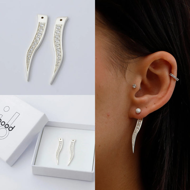 Drop "Naga" mood en argent 925 serti de diamants (Bijou d’oreille)