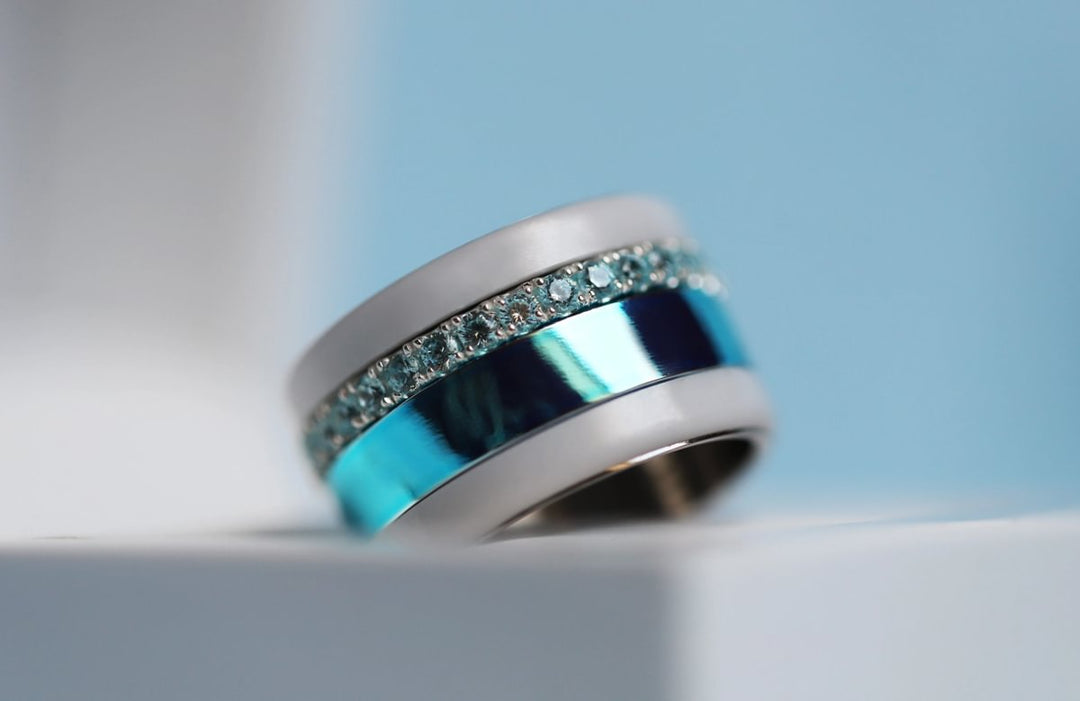 🩵 Inner ring (2/3 addon) in 925 silver "Sky" polished sky blue finish for interchangeable mood ring