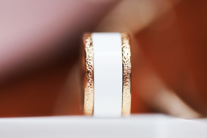 Base small "Rock" en acier rose gold inoxydable pour bague mood interchangeable, Edition collector numérotée de 1 à 100