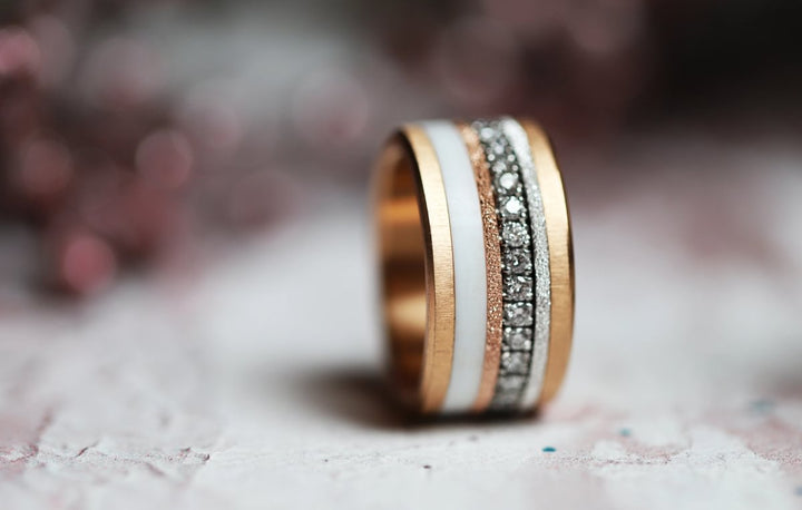 Set von 2 Innenringe (Mini Addons) aus 925er Silber "Ewiger Schnee" Glitter Ausführung  für auswechselbaren mood Ring