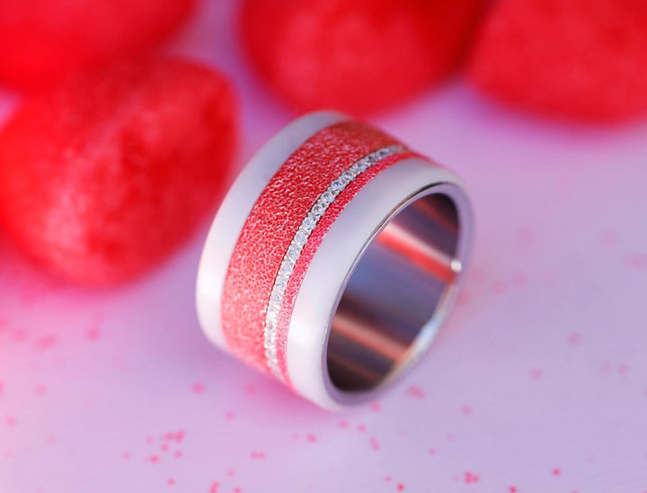 🍓 Pack de 2 anneaux(Addon Mini) en argent 925 "Tagada" finition rose intense pour bague mood interchangeable
