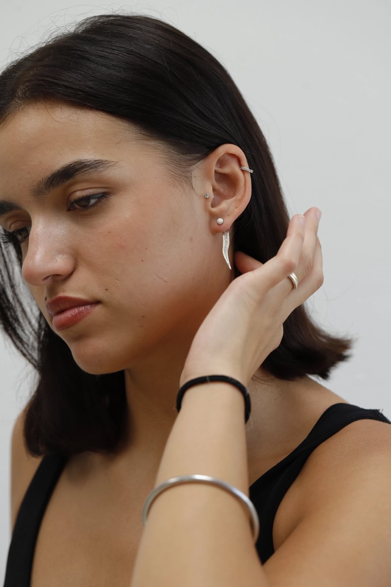 Drop "Naga" mood en argent 925 serti de diamants (Bijou d’oreille)