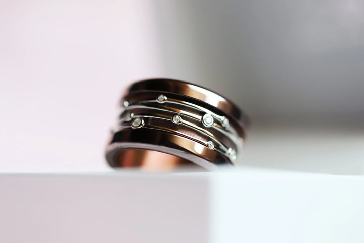 ✨ Innenring (Addon) aus 925er Silber und Zirkonia Steine "Shiny thread" für den auswechselbaren mood Ring