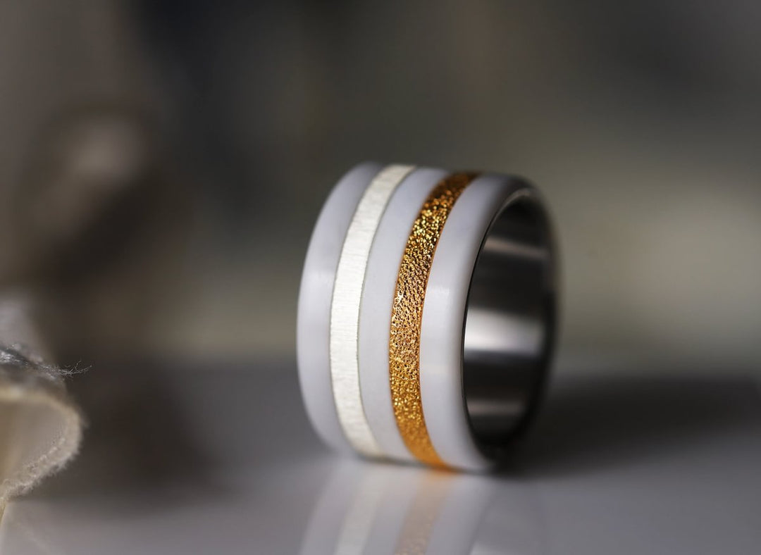 Innenring (Medium Addon) aus 925er Silber "Herbstschnee" Gold Ausführung für auswechselbaren mood Ring