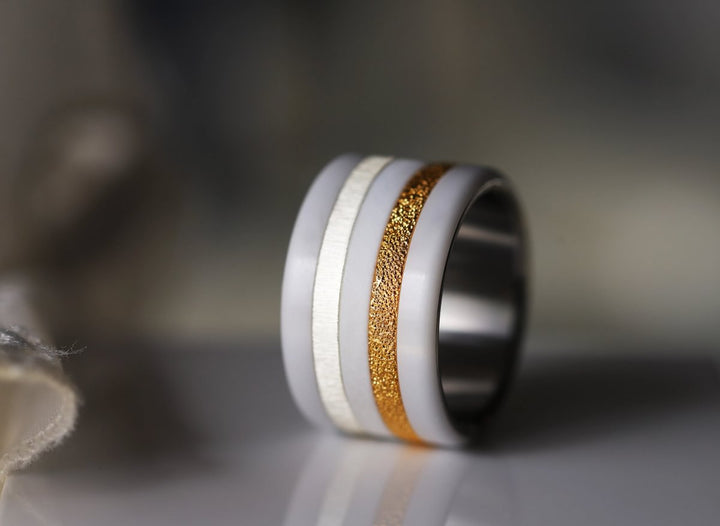 Innenring (Medium Addon) aus 925er Silber "Herbstschnee" Gold Ausführung für auswechselbaren mood Ring