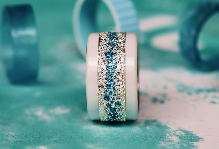 Anneau (addon) en argent Summer entièrement serti de zircons pour bague mood interchangeable