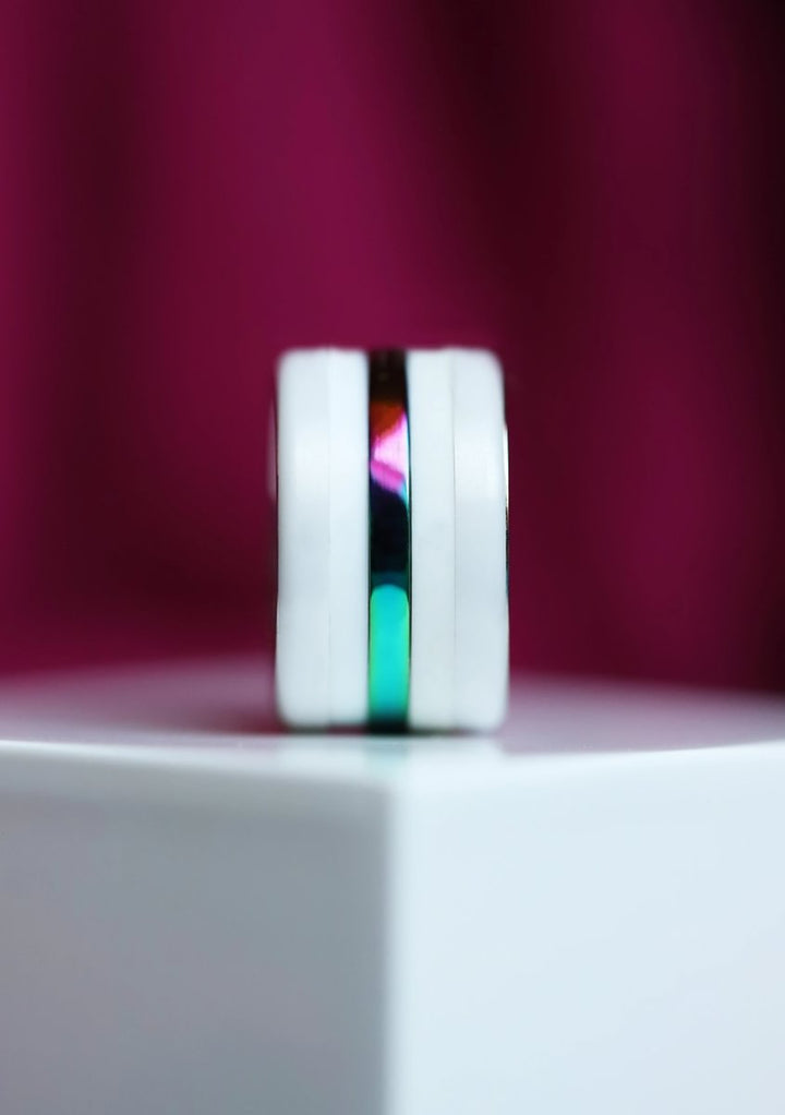 🌈 Innenring (medium) aus 925 Silber „Himmel Glanz“ mit einer leuchtenden Regenbogen Beschichtung für deinen mood Ring