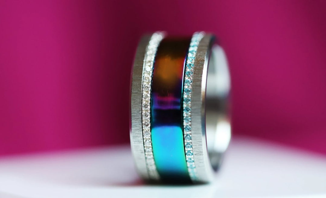🌈 Innenring (2/3 Addon) aus 925 Silber „Himmel Glanz“ mit einer leuchtenden Regenbogen Beschichtung für deinen mood Ring