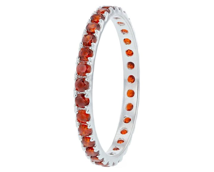 💍 Inner ring (medium addon) "Aura Poppy" in 925 silver set with red zircons