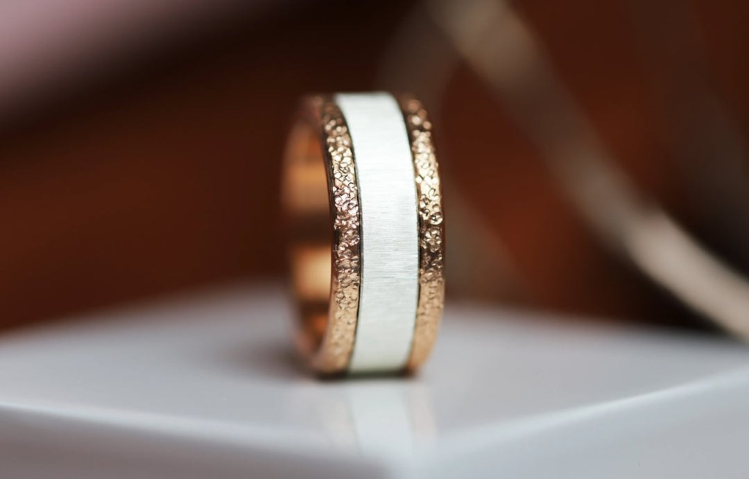 Base extra small "Rock" en acier rose gold inoxydable pour bague mood interchangeable, Edition collector numérotée de 1 à 100