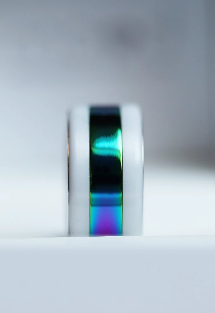 🌈 Innenring (2/3 Addon) aus 925 Silber „Himmel Glanz“ mit einer leuchtenden Regenbogen Beschichtung für deinen mood Ring