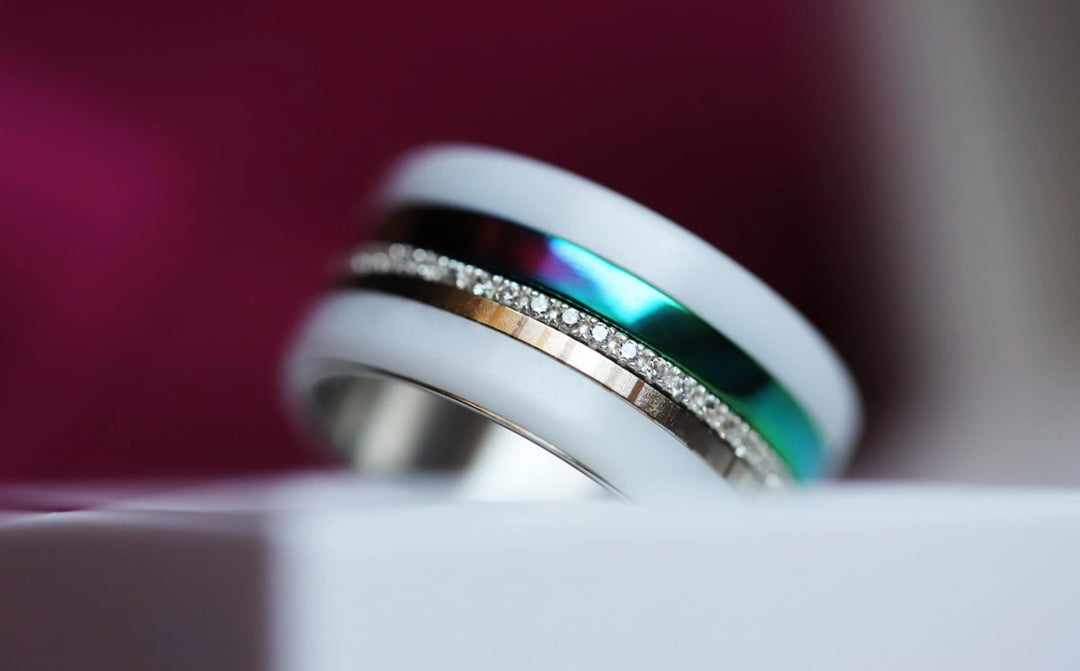 🌈 Innenring (medium) aus 925 Silber „Himmel Glanz“ mit einer leuchtenden Regenbogen Beschichtung für deinen mood Ring