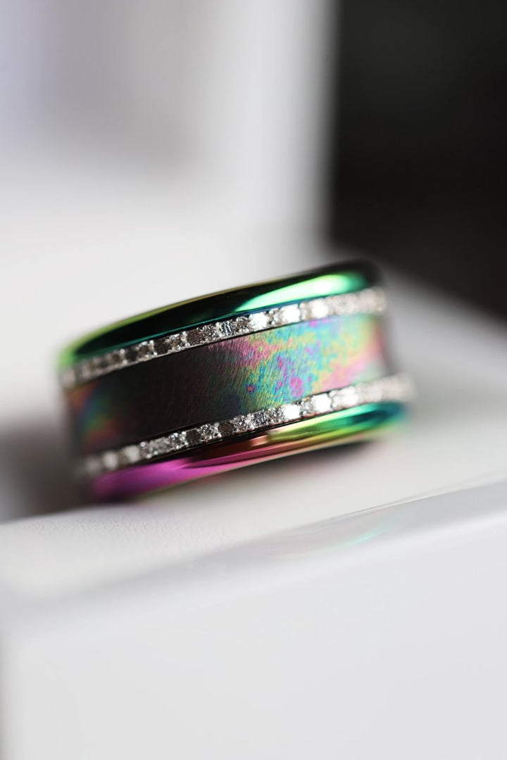 Base small arrondie polie "Rainbow" en acier inoxydable pour bague mood interchangeable