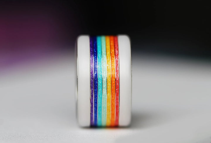 Rainbow Glow 🌈 inner ring (addon) in 925 silver with rainbow colored coating - glitter