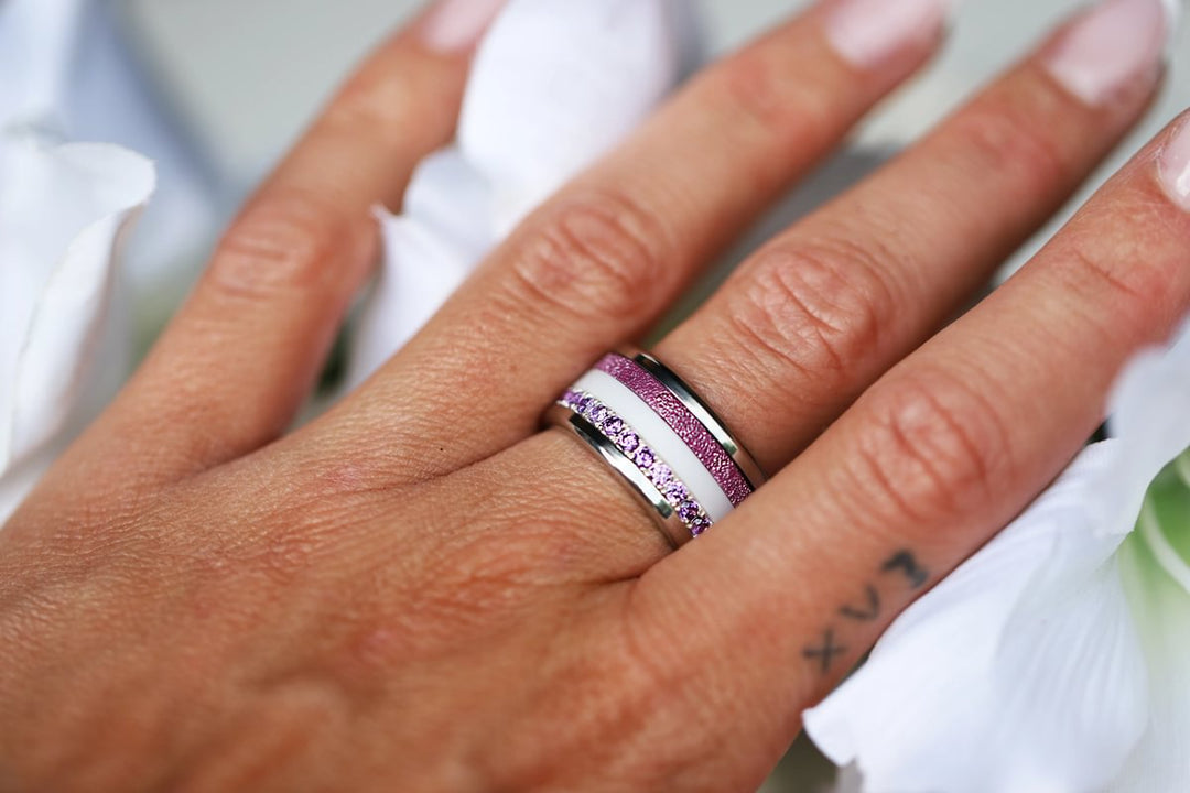 🍇 Innenring (Medium Addon) aus 925er Silber "Cassis" glitter purple Ausführung für den auswechselbaren mood Ring