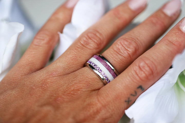 🍇 Innenring (Medium Addon) aus 925er Silber "Cassis" glitter purple Ausführung für den auswechselbaren mood Ring
