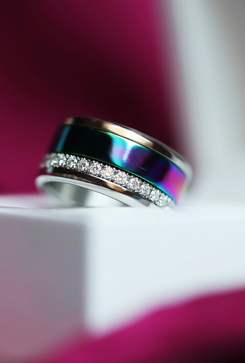 🌈 Innenring (2/3 Addon) aus 925 Silber „Himmel Glanz“ mit einer leuchtenden Regenbogen Beschichtung für deinen mood Ring