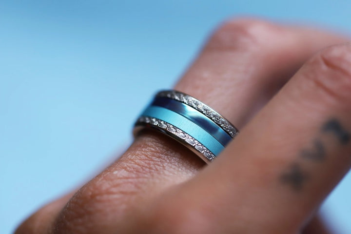 🩵 Innenring (Medium Addon) aus 925er Silber "Sky" polierte himmelblaue Ausführung für den auswechselbaren mood Ring