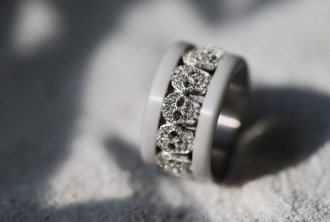 💀 Anneau (addon) en argent 925 "Ossia" serti de zircons pour bague mood interchangeable