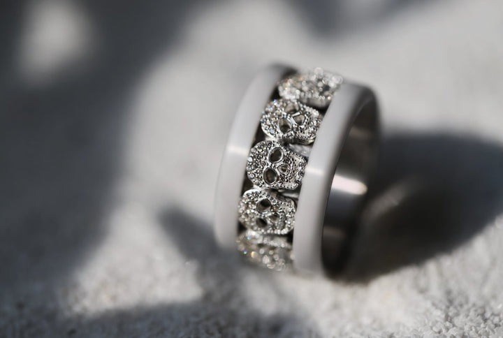 💀 Anneau (addon) en argent 925 "Ossia" serti de zircons pour bague mood interchangeable