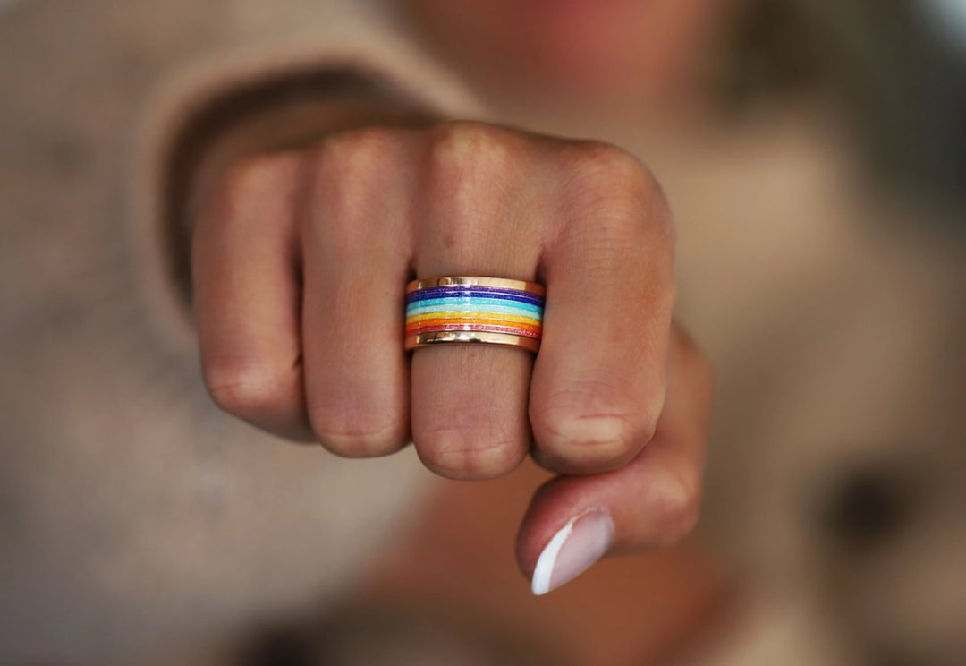 Rainbow Glow 🌈 inner ring (addon) in 925 silver with rainbow colored coating - glitter