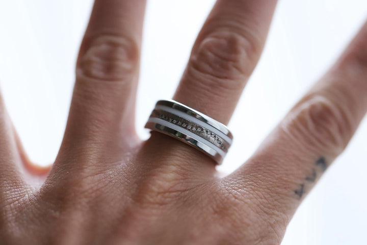 🤍 Anneau (pack de 2 minis) en argent 925 "White" finition blanche pour bague mood interchangeable