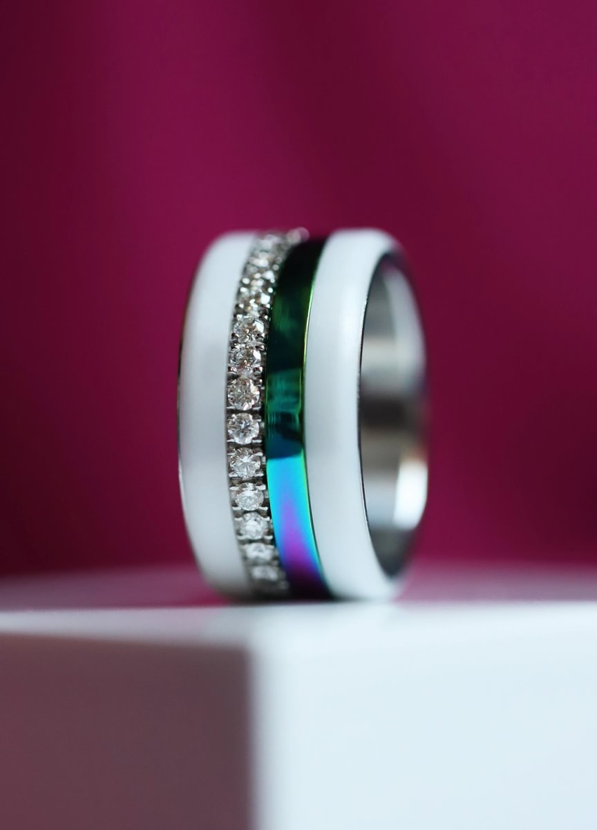 🌈 Innenring (medium) aus 925 Silber „Himmel Glanz“ mit einer leuchtenden Regenbogen Beschichtung für deinen mood Ring