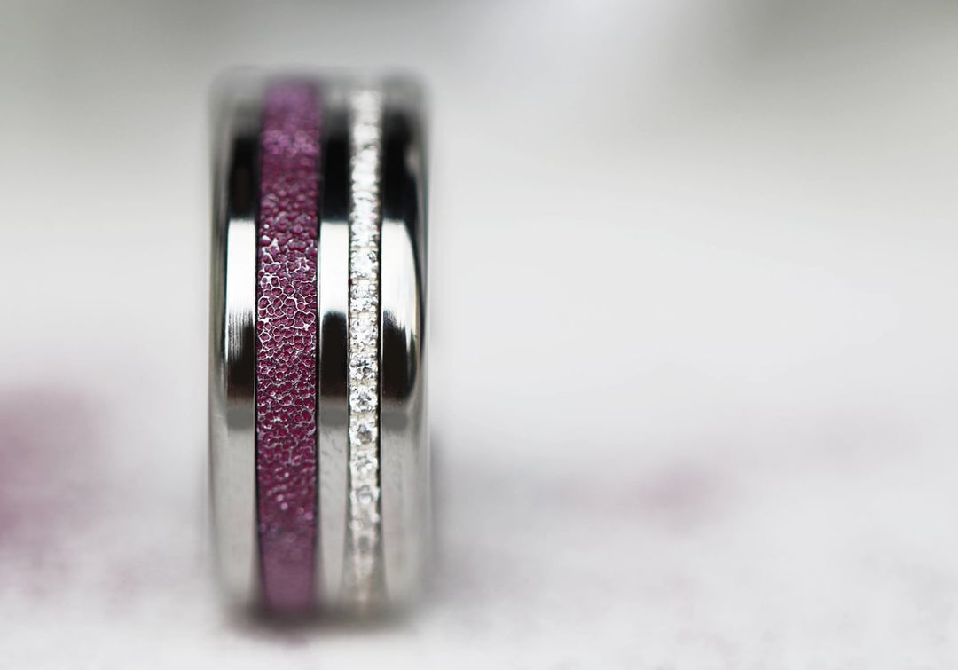 🍇 Innenring (Medium Addon) aus 925er Silber "Cassis" glitter purple Ausführung für den auswechselbaren mood Ring