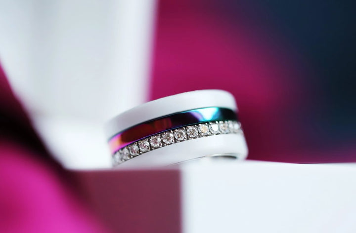 🌈 Innenring (medium) aus 925 Silber „Himmel Glanz“ mit einer leuchtenden Regenbogen Beschichtung für deinen mood Ring