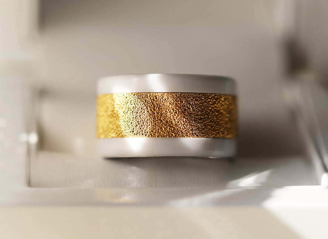 Innenring (Addon) aus 925er Silber "Herbstschnee" Gold Ausführung für auswechselbaren mood Ring