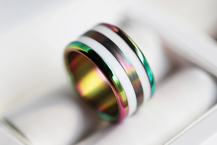 Base small arrondie polie "Rainbow" en acier inoxydable pour bague mood interchangeable