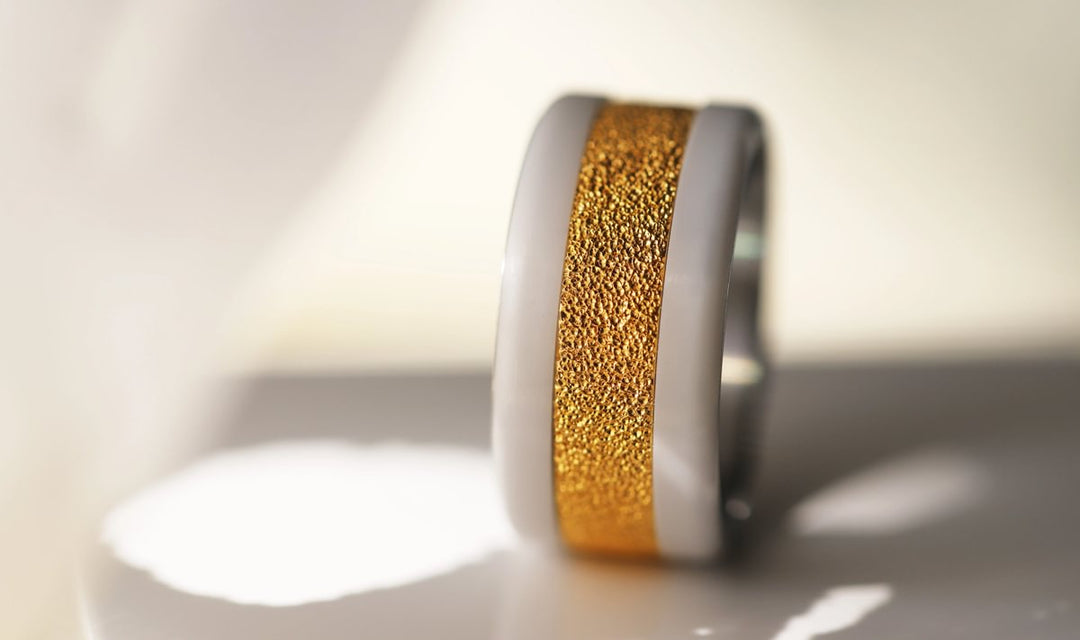 Innenring (2/3 Addon) aus 925er Silber "Herbstschnee" Gold Ausführung für auswechselbaren mood Ring
