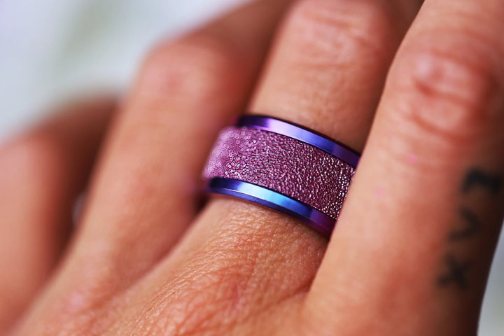 🍇 Innenring (Addon) aus 925er Silber "Cassis" glitter purple Ausführung für den auswechselbaren mood Ring