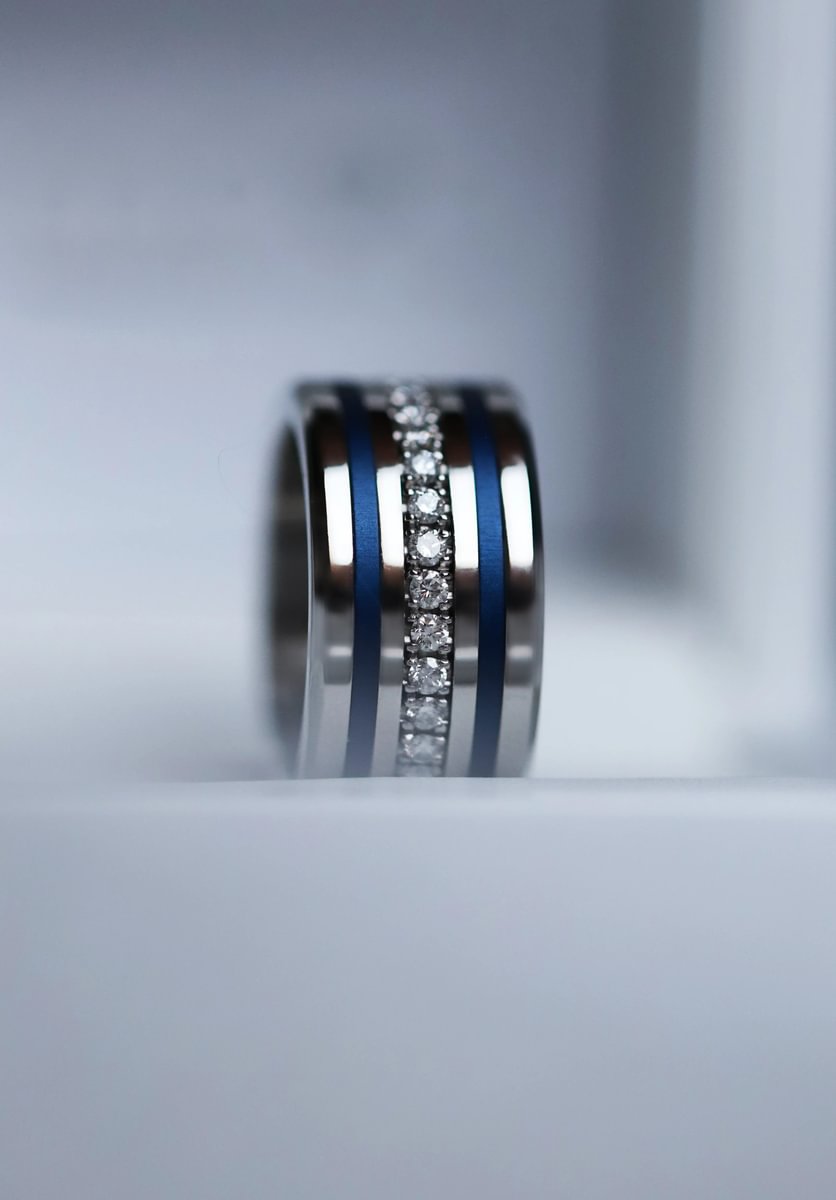 🧿 Pack de 2 minis en aluminium bleu marine,  pour bague mood interchangeable