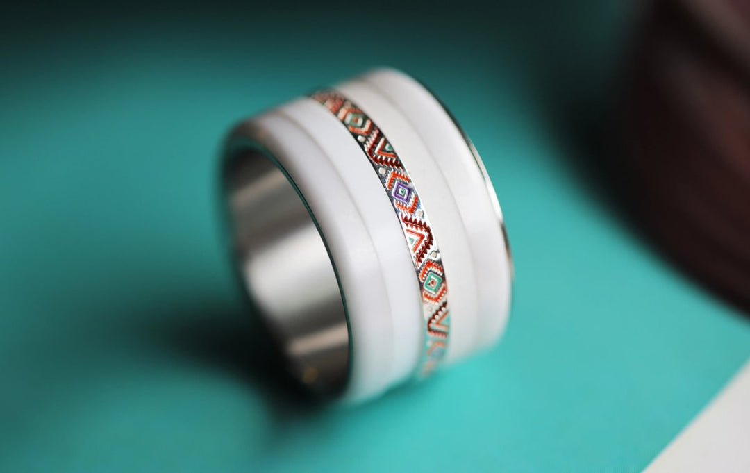 Nahual Innenring (Medium Addon) aus 925er Silber mit Emaillebeschichtung