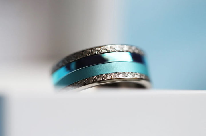 🩵 Innenring (Medium Addon) aus 925er Silber "Sky" polierte himmelblaue Ausführung für den auswechselbaren mood Ring