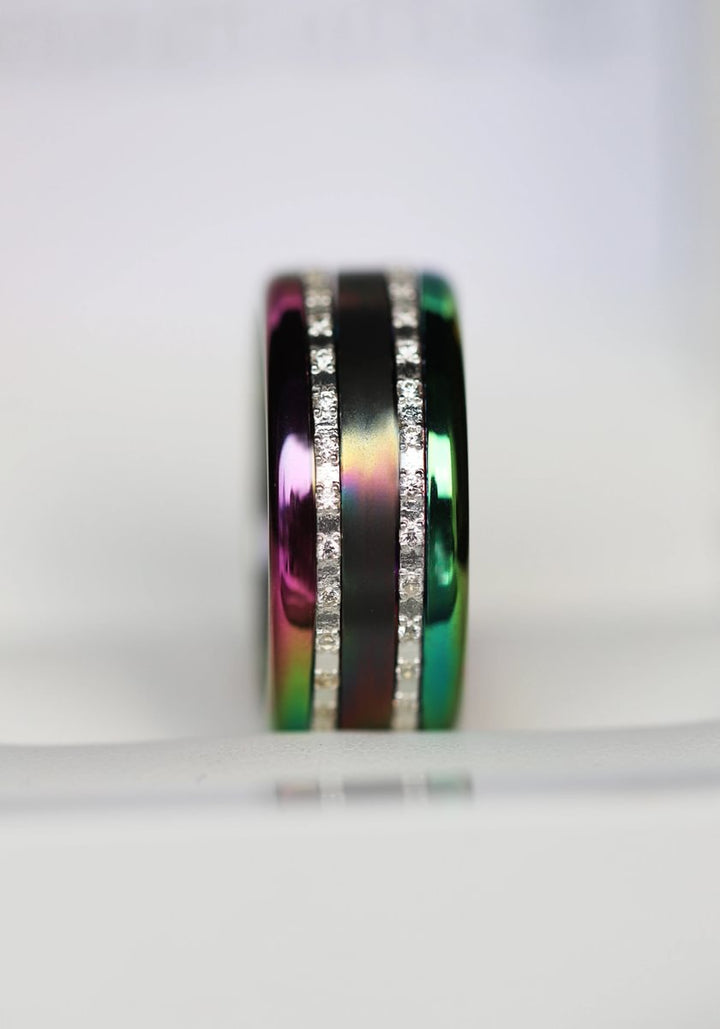 Base extra small arrondie polie "Rainbow" en acier inoxydable pour bague mood interchangeable