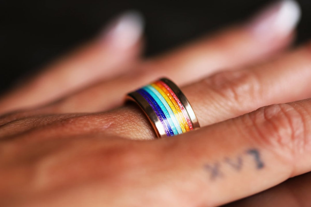 Rainbow Glow 🌈 inner ring (addon) in 925 silver with rainbow colored coating - glitter