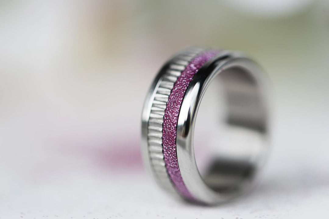 🍇 Innenring (Medium Addon) aus 925er Silber "Cassis" glitter purple Ausführung für den auswechselbaren mood Ring
