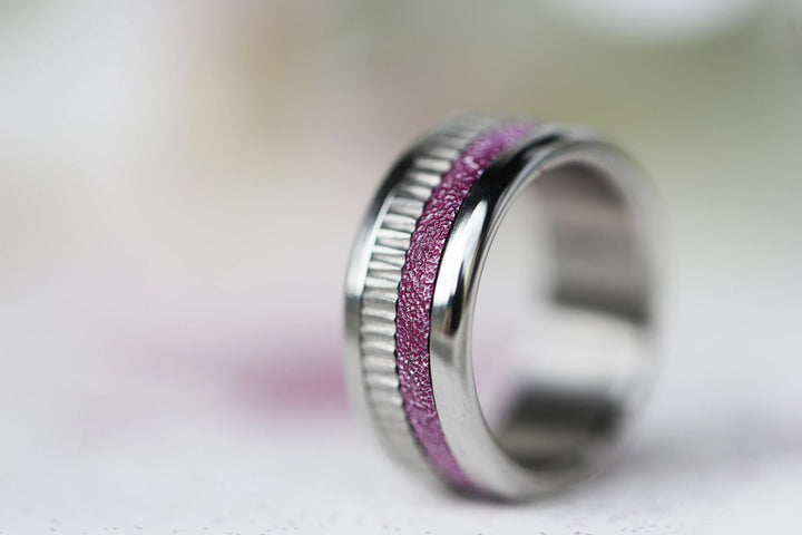 🍇 Innenring (Medium Addon) aus 925er Silber "Cassis" glitter purple Ausführung für den auswechselbaren mood Ring