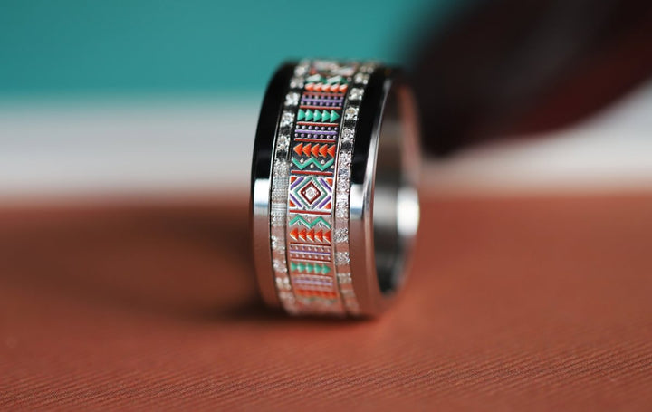 Tonatiuh Innenring (2/3 Addon) aus 925er Silber mit Emaillebeschichtung