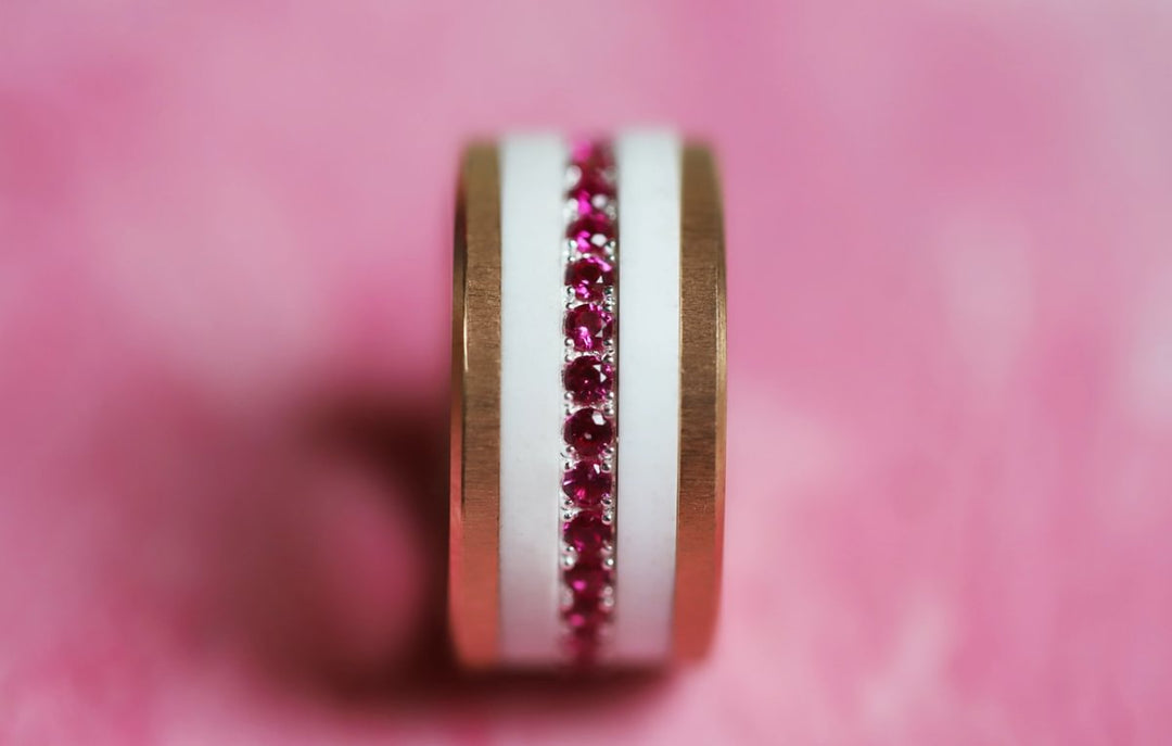 💍 Innenring (Medium Addon) "Rubinrote Aura" aus 925er Silber mit rubinroten Zirkonia Steine besetzt