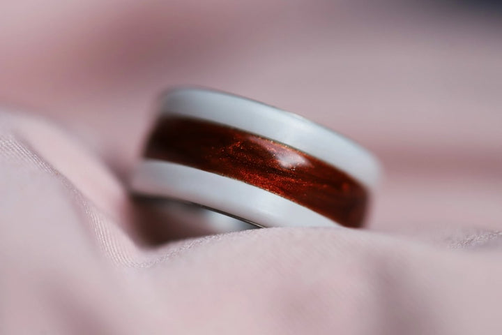 Eye of the tiger 🐅 inner ring (2/3 addon) in 925 silver with a pearly ochre enamel coating