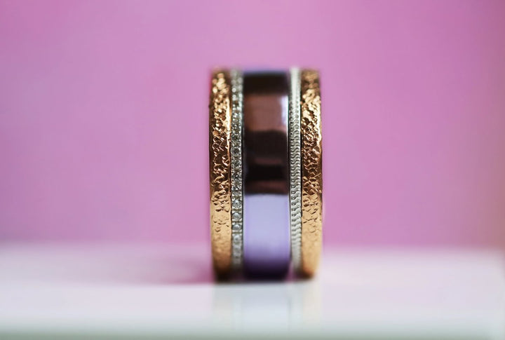💜 Anneau (deux tiers) en argent 925 "Lila" finition violet  pour bague mood interchangeable
